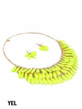 COLOUR BEAD NECKLACE WITH EARRING SET